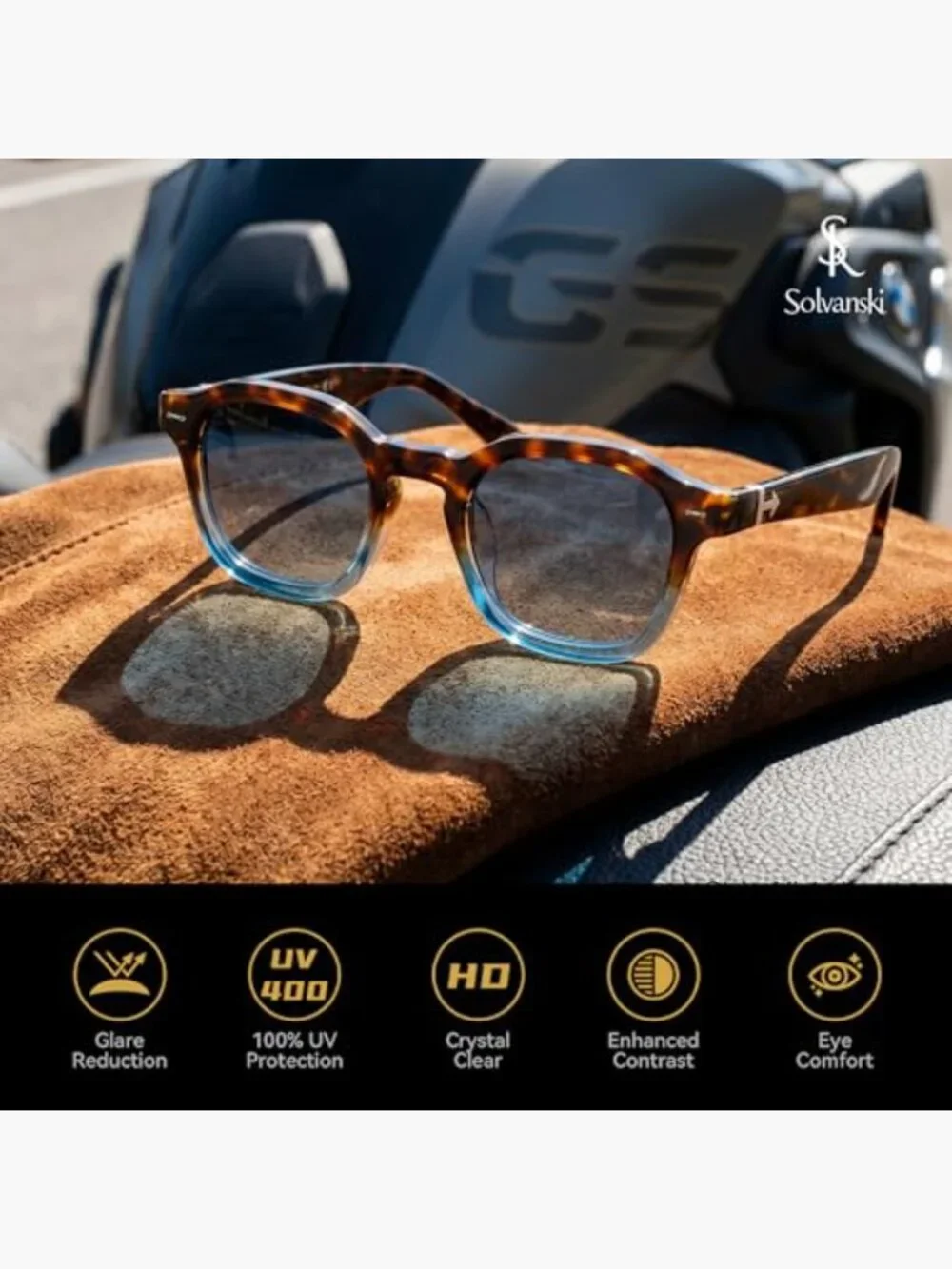 Retro Square Sunglasses UV400 Protection Tortoiseshell Translucent